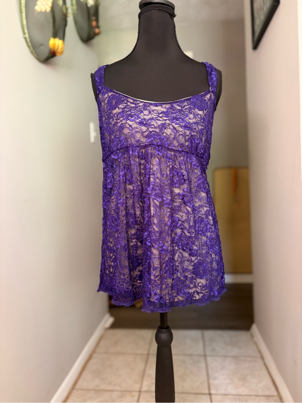 New York & Company Purple Lace Camisole Tank